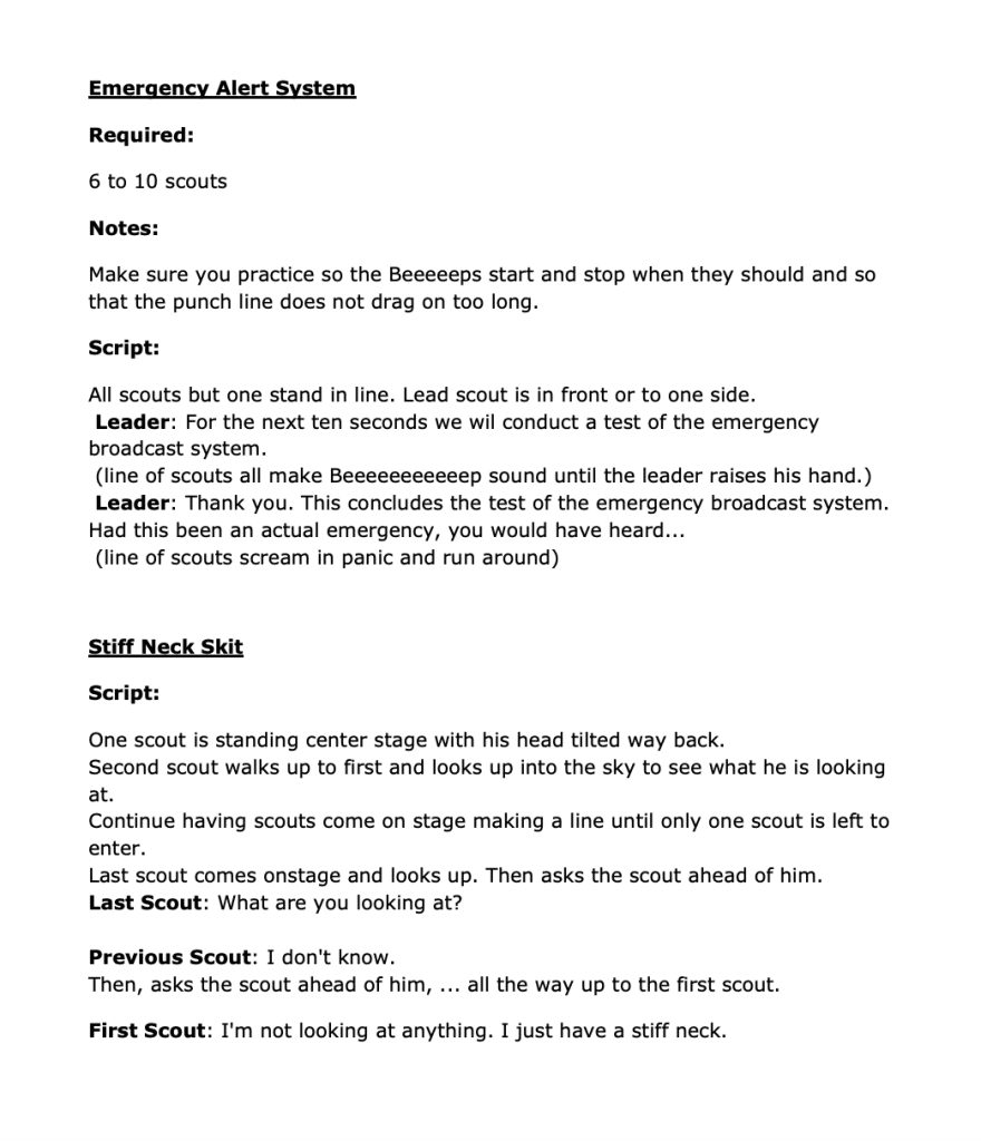 Campfire Skits & Songs